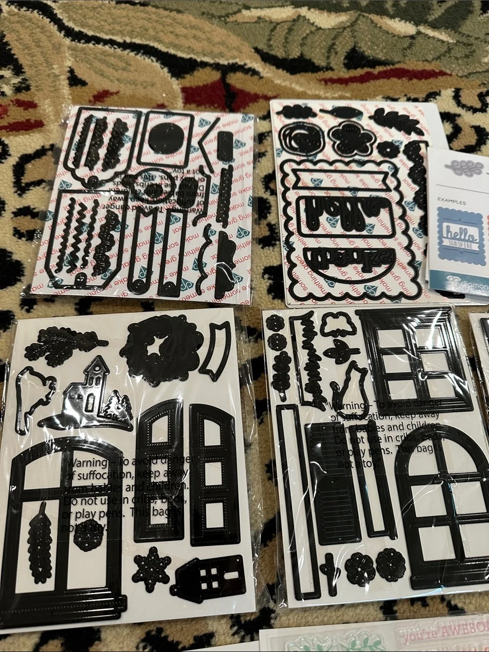 Diamond press Craft Stamp & Die Sets Collection - Pink, Green, Teal Accents